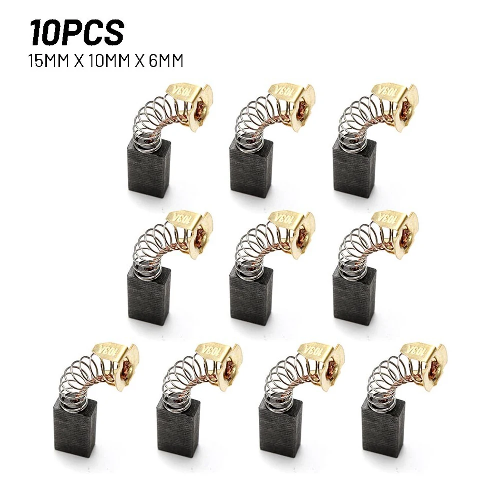 10pcs Motor Carbon Brushes 15x10x6mm For Electric Hammer Electric Drill Angle Grinder Power Tool Accessories Replacement