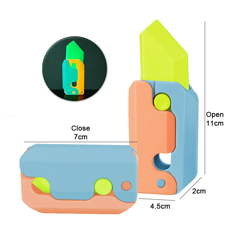 Kunststoff Schwerkraft Karotten messer Farbe leuchtende Outdoor-Kinder Erwachsene Hand übungen Push-Karte Stress abbau Spielzeug Schwerter Spaß Interaktion