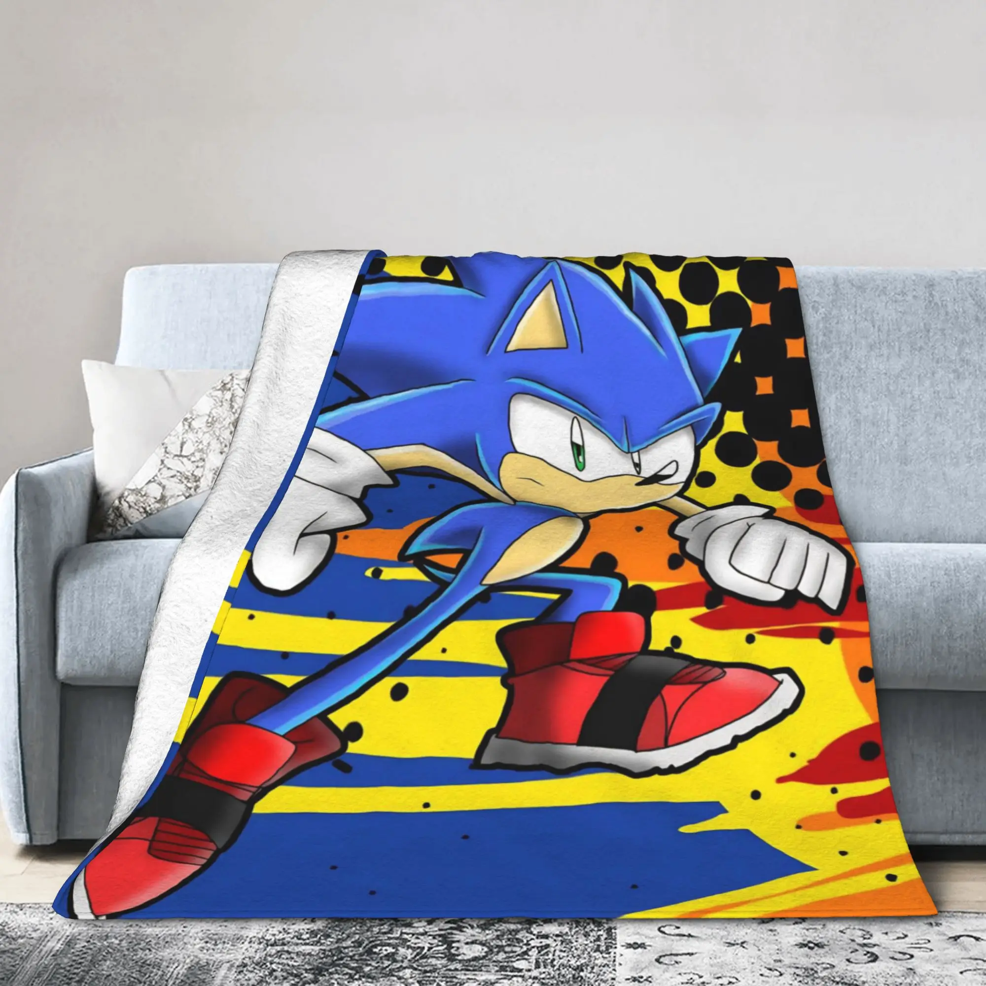 Soniced Cartoon  Wool Blankets Games Fashion Throw Blanket for Home Hotel Sofa  150*125cm Bedspread,