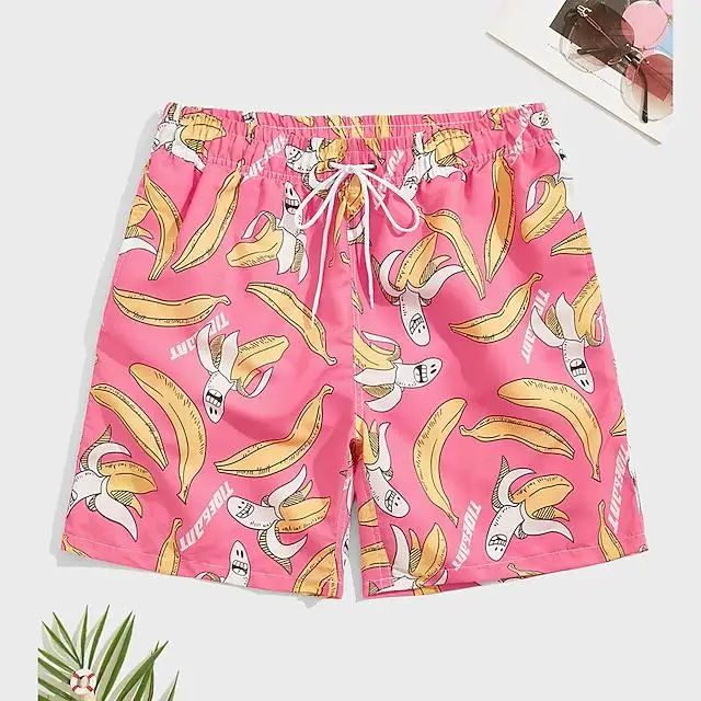 Men\'s Board Shorts Swim Trunks Summer Beach Print Graphic Flamingo Yellow Duck Comfort Breathable Short