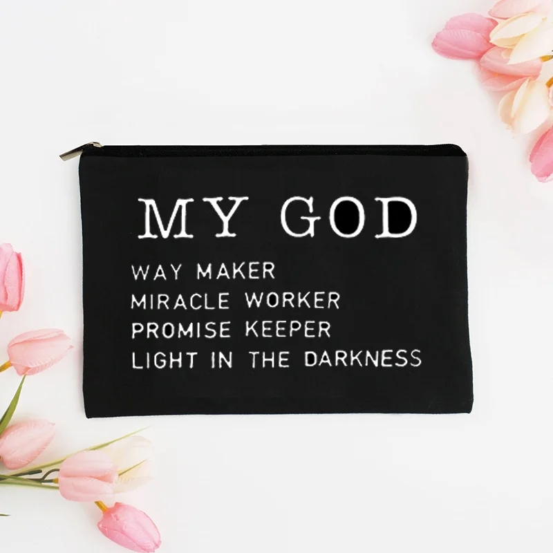 Jesus Is My God King Everything Print Cosmetic Organizer Fashion Makeup Case Make Up Organizer Bag Travel Organizer Gift for Her