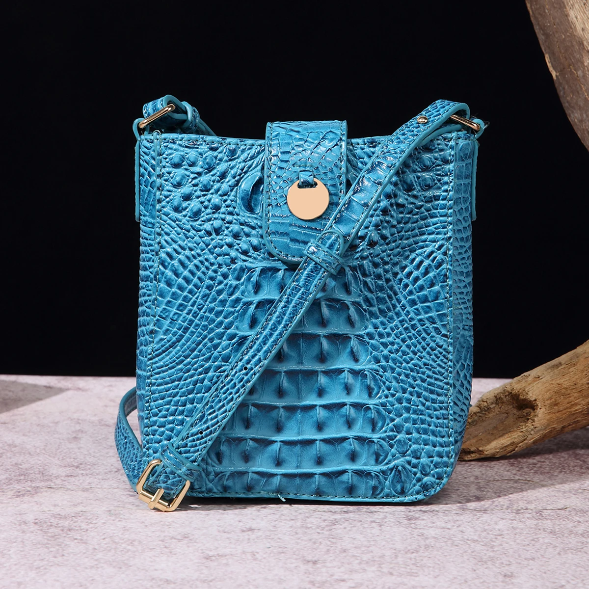 Cell Phone Women Bags Leather Wallets Crossbody Bags Crocodile Embossed Satchel  Elegant Purse