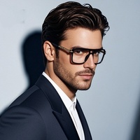 Double Bridge Mens Anti Blue Light Glasses Men Square TR90 Reading Presbyopia Glasses Frame Reader Eyeglasses