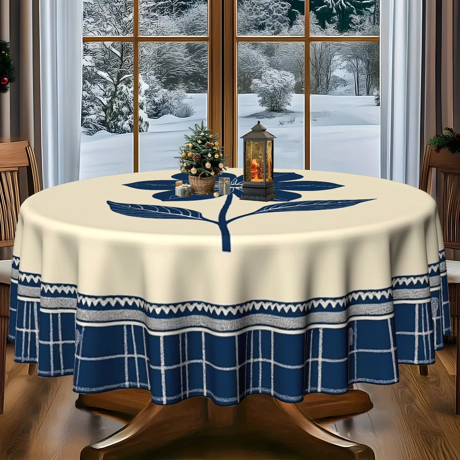 1 piece of circular tablecloth, specially designed for decorating family kitchens and dining rooms.