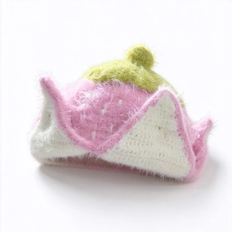 Handmade Colorful Fruit Peel Hat Women Warm Kawaii Custom Crochet Funny Knit Beanie Men Winter Cosplay Casual Tiara Unisex Cap