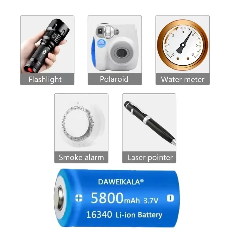 2026 New 3.7V 16340 CR123A Li-ion  Battery Rechargeable Batteriy 5800mAh CR123 for Laser Pen LED Flashlight Cell Security Camara view 5