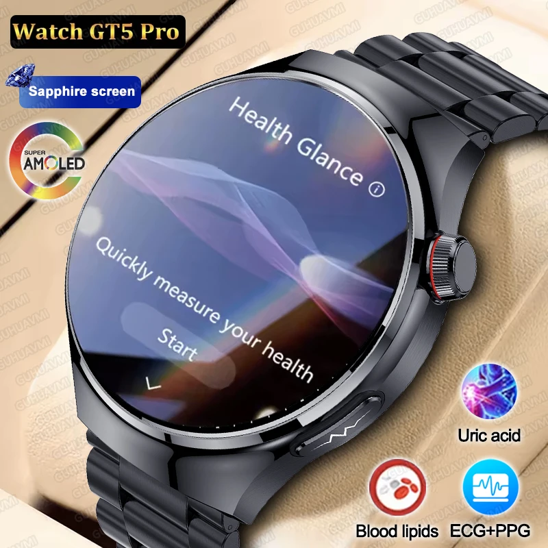 2025 New GT5 Pro Micro examination Health SmartWatch Sapphire AMOLED Screen ECG+PPG Blood fat Uric acid Organ monitor smartwatch