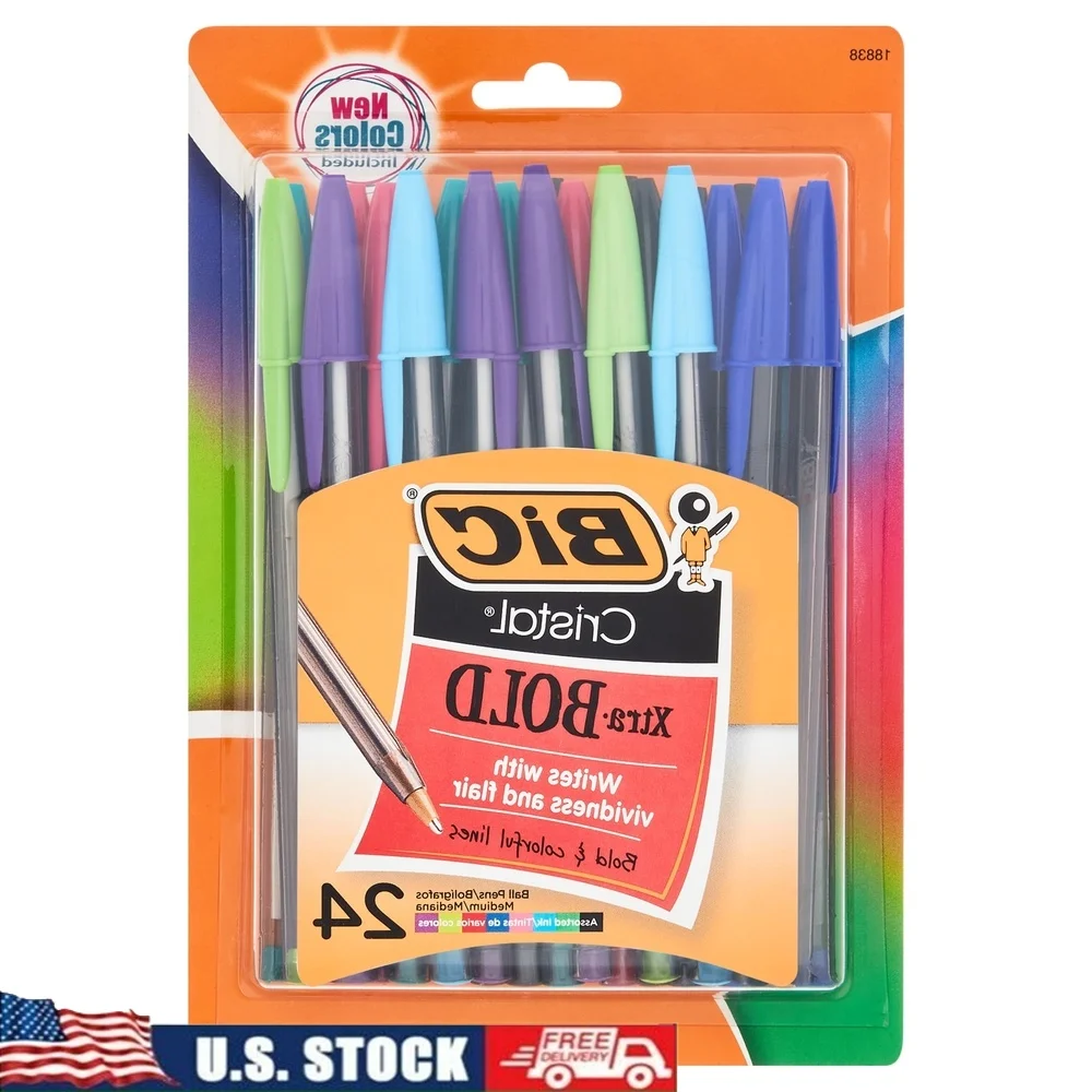 

® Cristal Ballpoint Pens Bold Point 1.6 mm Assorted Ink Colors 24 Count