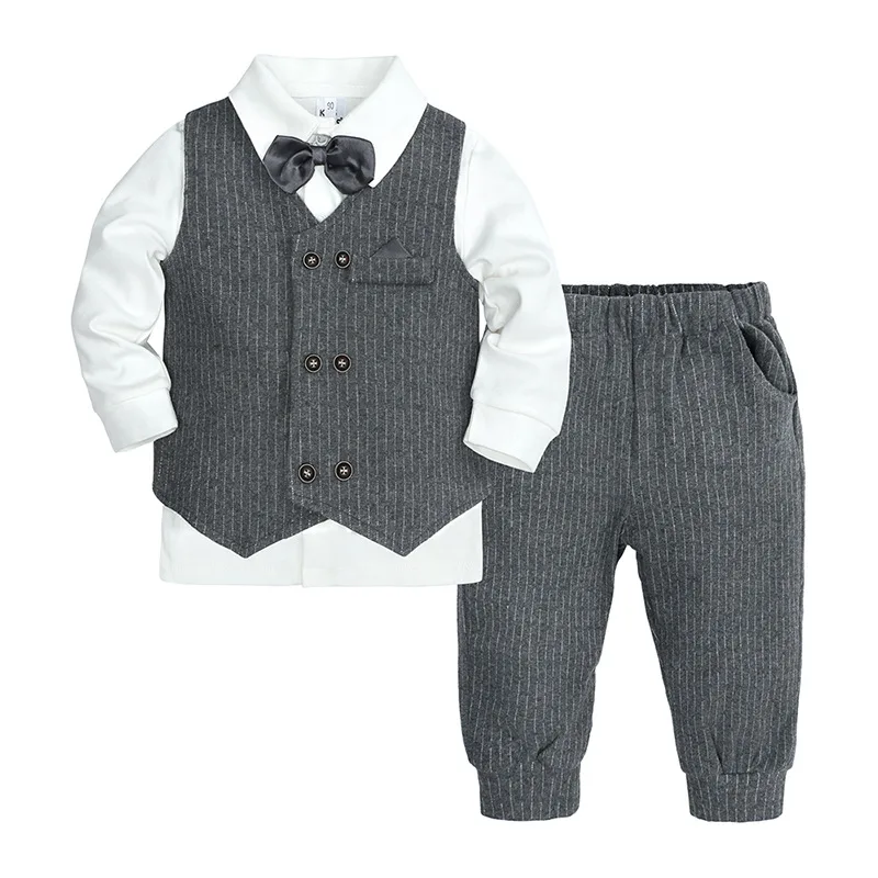 

Newborn Gentleman Baby Boy Clothes Sets Vest+Long Sleeve Shirt+Pants Infant Outfit Children's Clothing Bodysuit