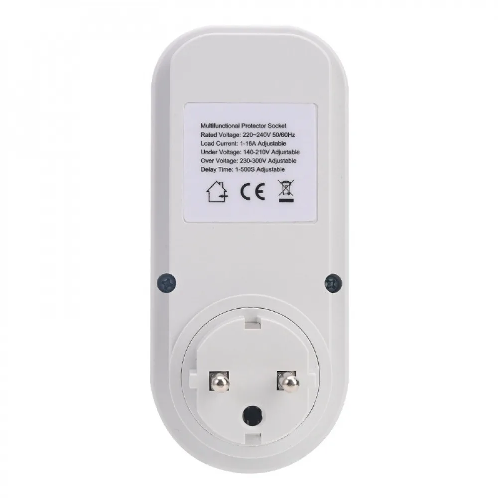 

16A Metering Socket 220V Overvoltage Undervoltage Protector Overcurrent and Overload Protection 0~9999W Metering Socket