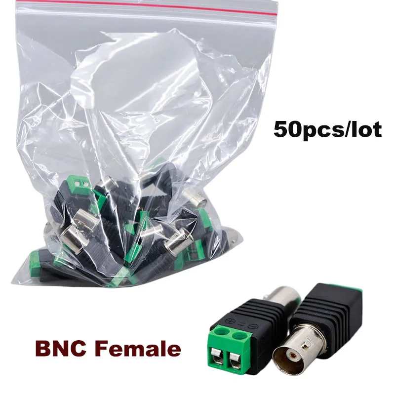 

50 шт. 12В BNC-разъемы (гнездо) для видеокабелей, конвертеры BNC для светодиодных лент, видеорегистраторов, камер видеонаблюдения, питания