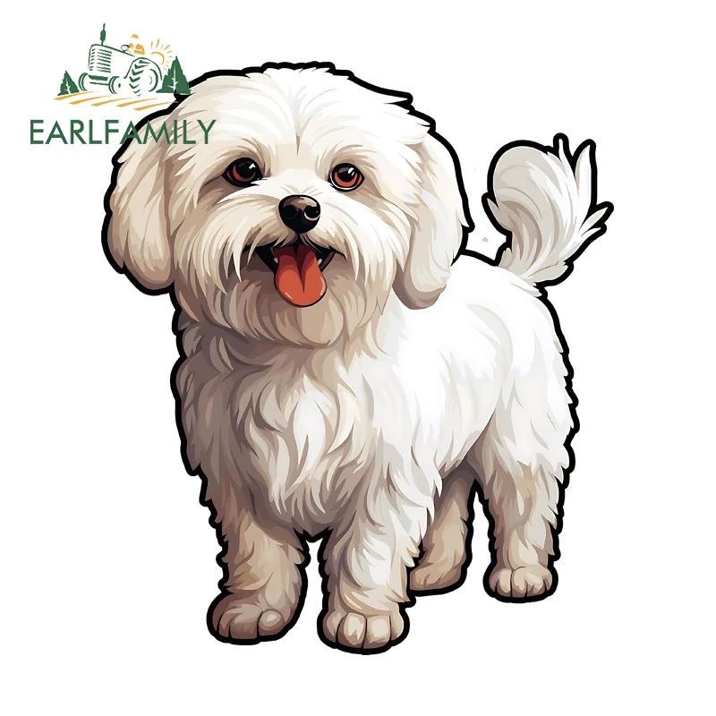 EARLFAMILY Maltese Cute Car Sticker Amusing Eye-Catching Decals Occlusion Scratch Practical Scratch Proof Accesorios Para Auto