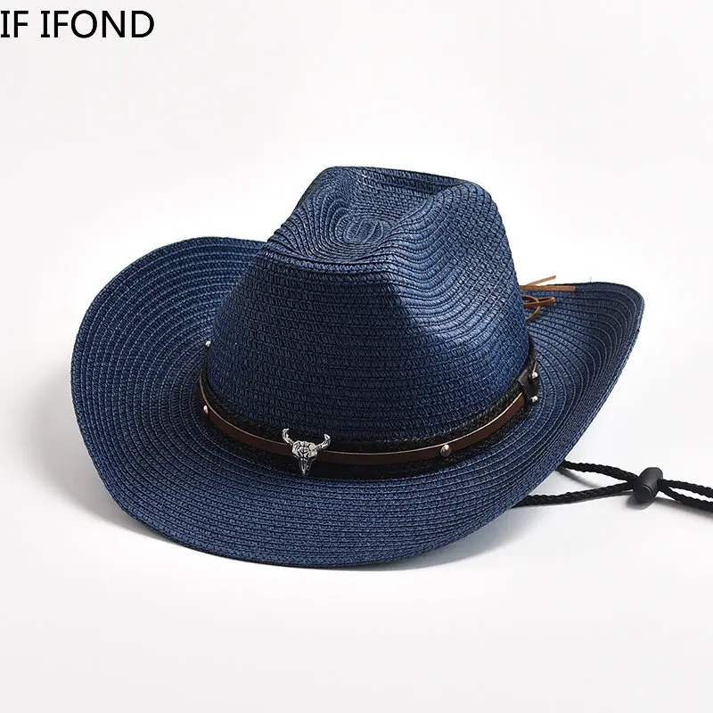 New Summer Straw Hats for Men Women Western Cowboy Hat Outdoors Beach Sun Hats Cowgirl Jazz Caps Sombrero Hombre