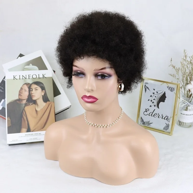 100% Human Hair Afro Wig Original Brazilian Virgin Remy High Quality & Natural Color 6/8 Inches Explosive Wig afro kinky curly