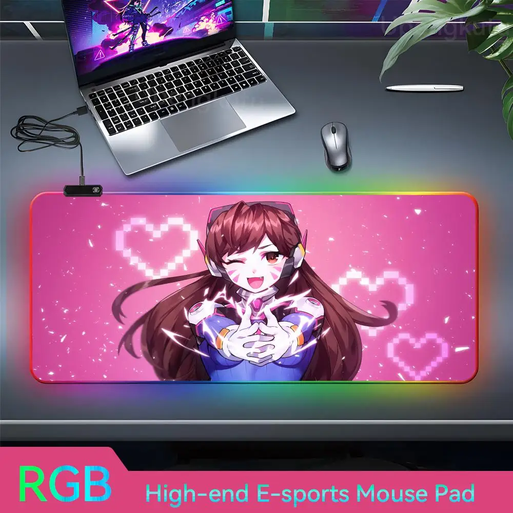 D_d V_va LED Large Gamer Mousepads Tapete Para Escritorio Mouse Pad RGB Esports Computer Keyboard Pad Card Playmat Rubber Mouse