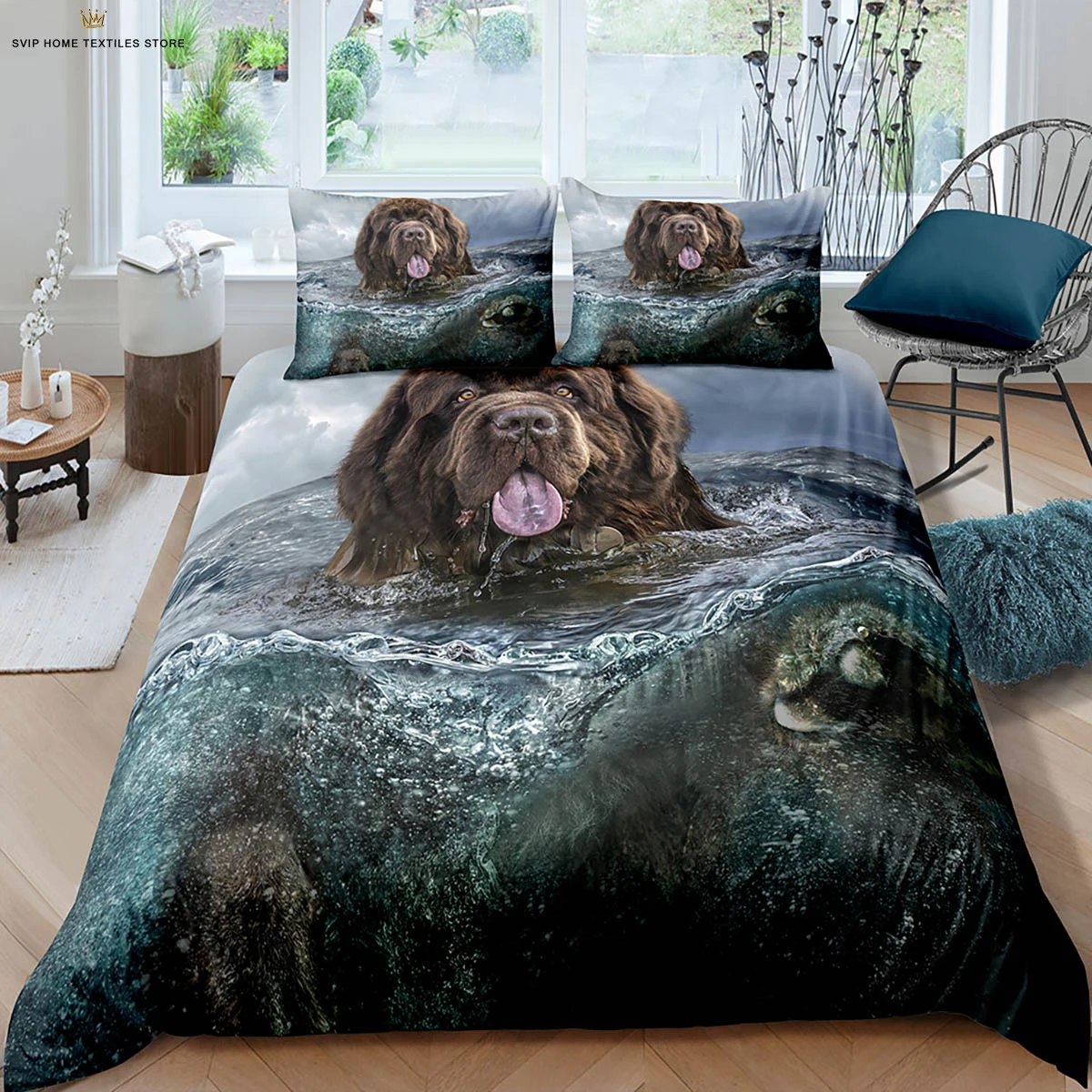 

Cute And Interesting Dog 3d Stereo Printing Quilt Cover Bedding Set Quilt Cover Pillowcase Machine Washable Gift Three-Piece Set