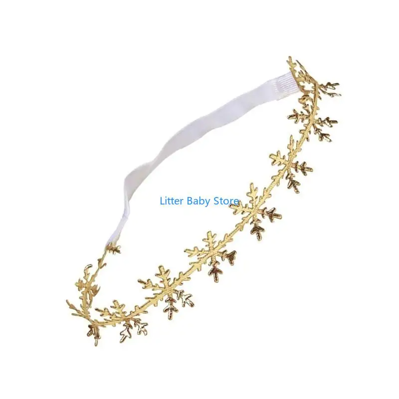 

N80C Lovely Christmas Snowflakes Hairbands Stylish Elastic Headdress for Toddlers