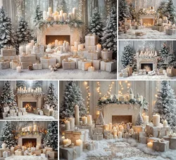 Mehofond Photography Background Christmas Fireplace Snow Window Xmas Tree Children Family Portrait Decor Backdrop Photo Studio