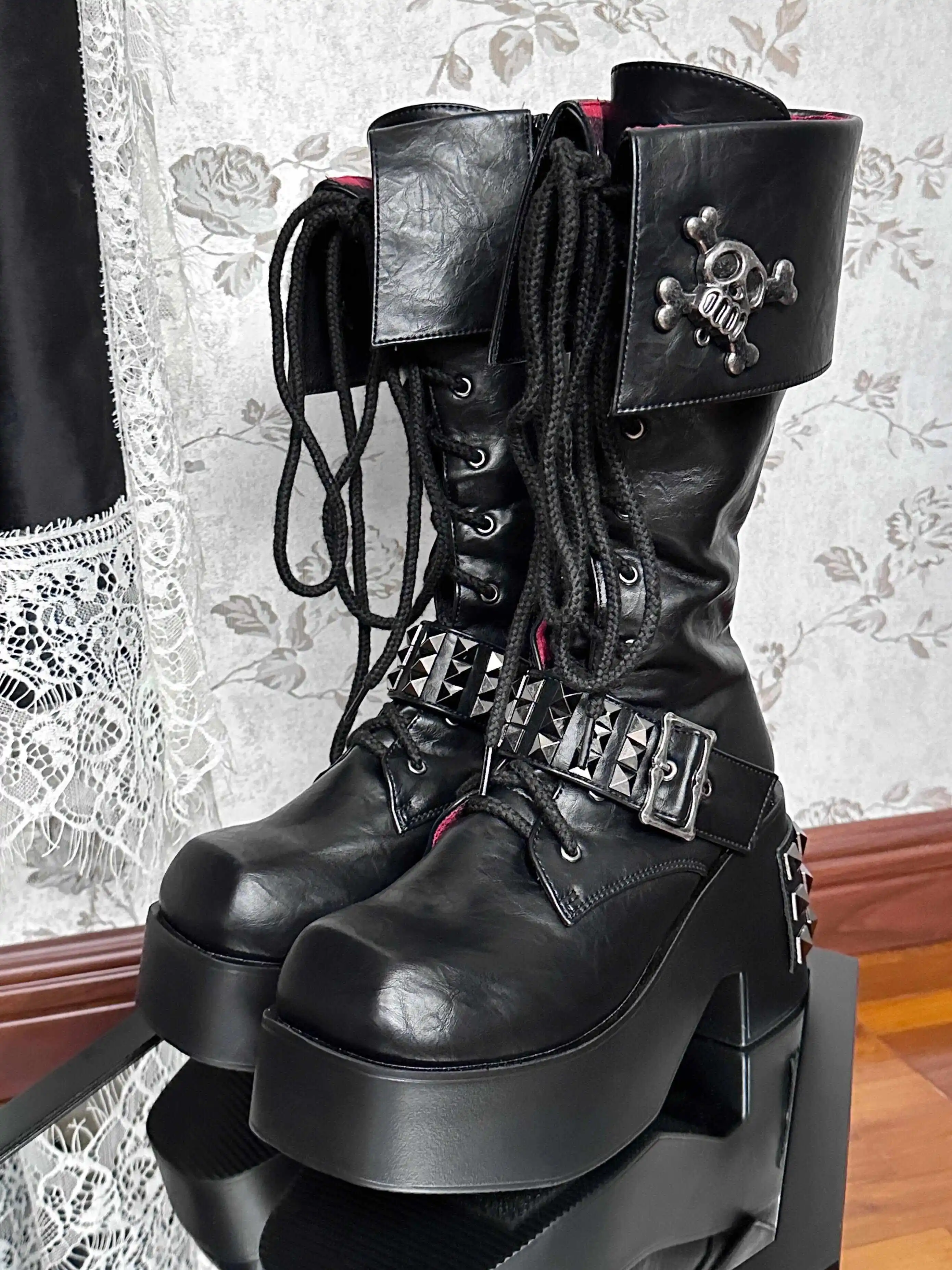 Gururu Original Punk Subculture Y2k Spicy Girl Thick Sole Shoes Japanese Retro Girl Super Cool Boots Super High Heels