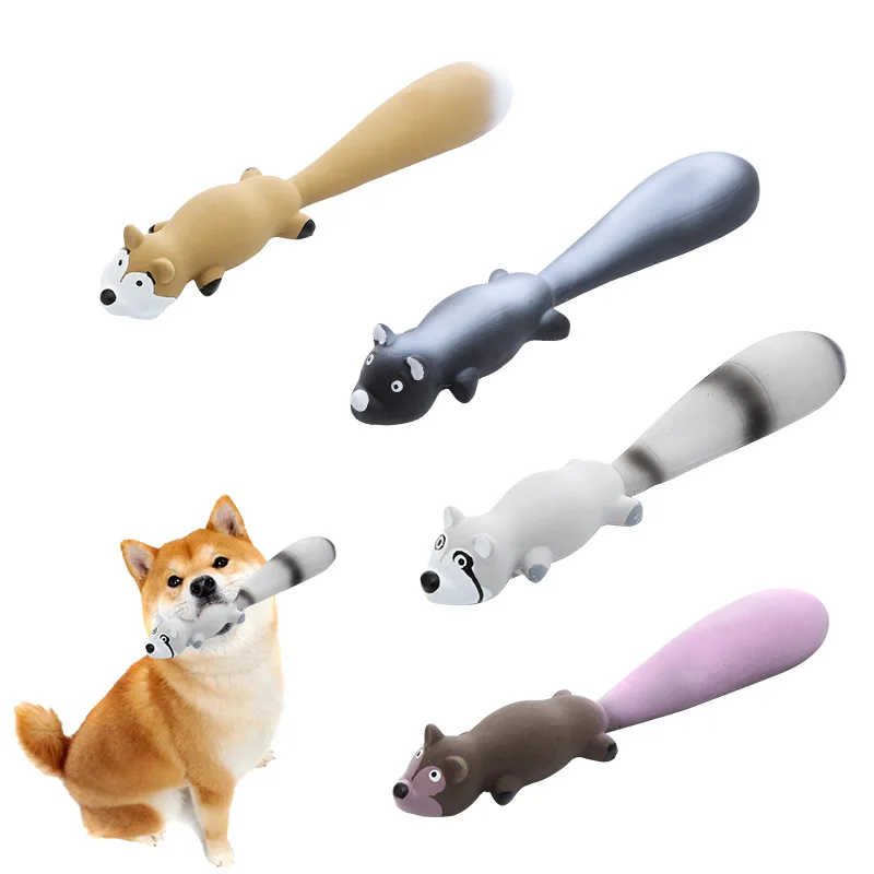 

Pet Latex Fox Shaped Raccoon Cat Dog Grinding Toy Bite Resistant Sound Making Dog Toy