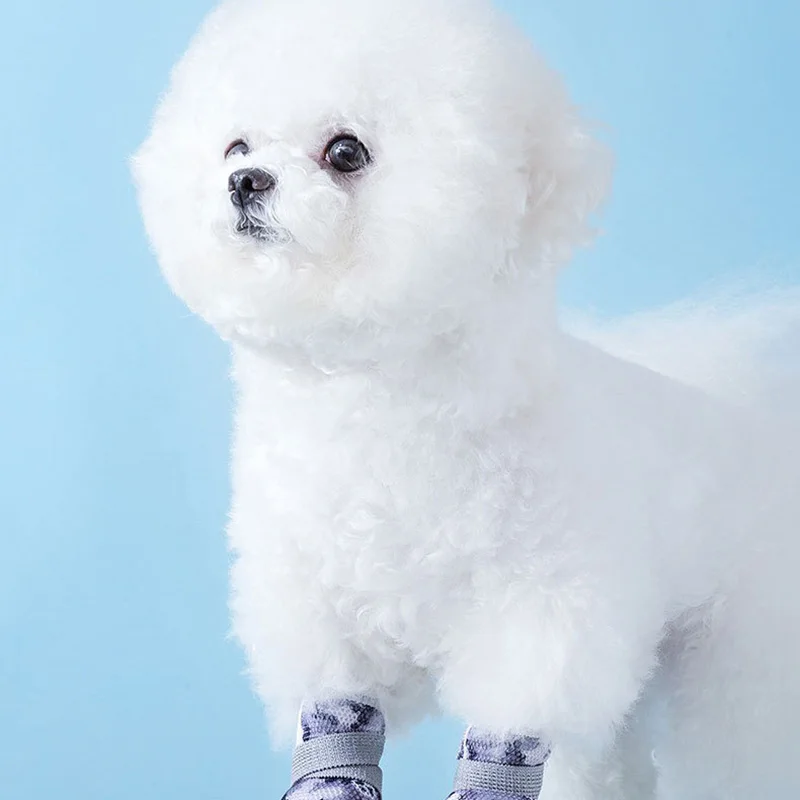 Dog Breathable Sneakers Summer Out Walking Dog Shoes Dirty Resistant Waterproof Bichon Mesh Shoes Pet Shoes 4pcs