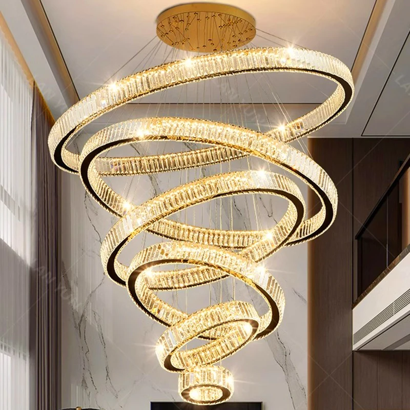 

Modern home decoration crystal chandelier, stair Pendant lamp, living room Pendant lights, interior lighting