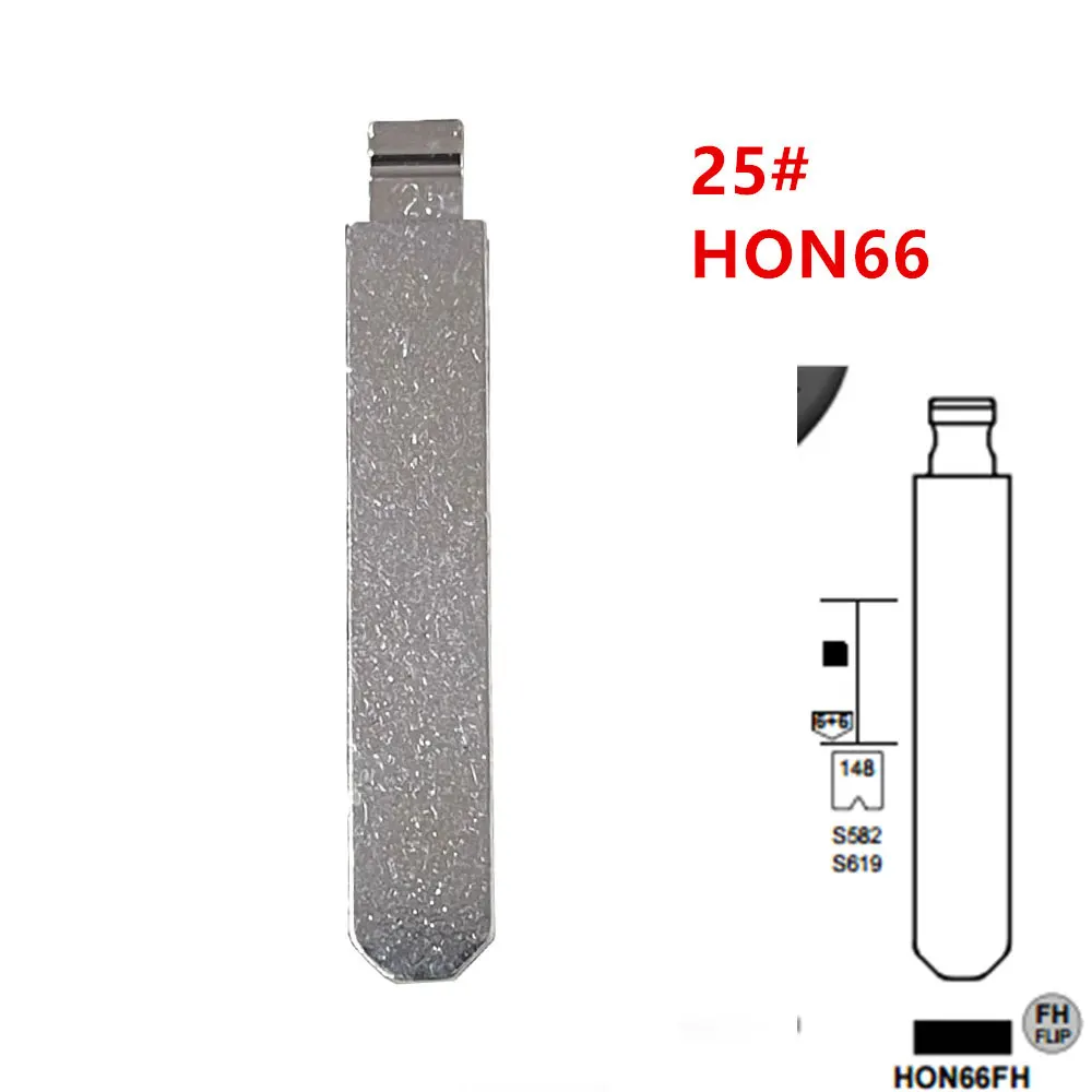 10Pcs #25 Blank Key Lishi HON66 KD Key Blade for Honda Civic Accord CR-V XR-V City HRV Venzel Jade Car Remote Key Accessories