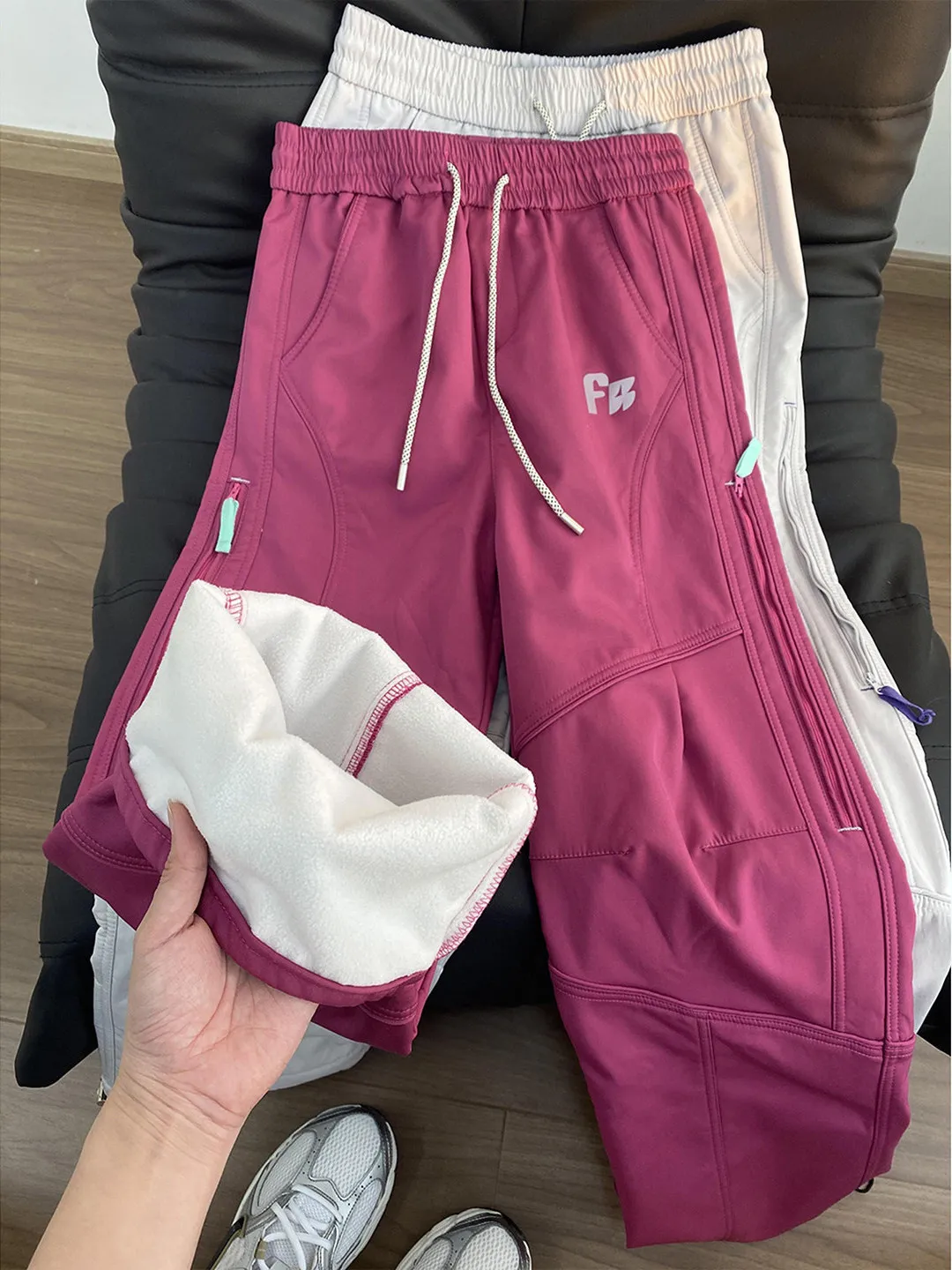 

Thiened Winter Ski Pants ex American Tee-Proof Soft ell Trousers Workwear Mountain Climbing Pants Dragon Fruit Color