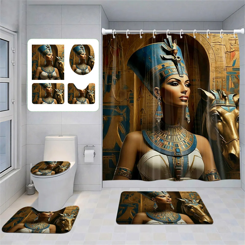 Home shower curtains bathroom Decora waterproof fabric non-slip bath mat water absorption curtain Modern Nordic Egypt pharaoh