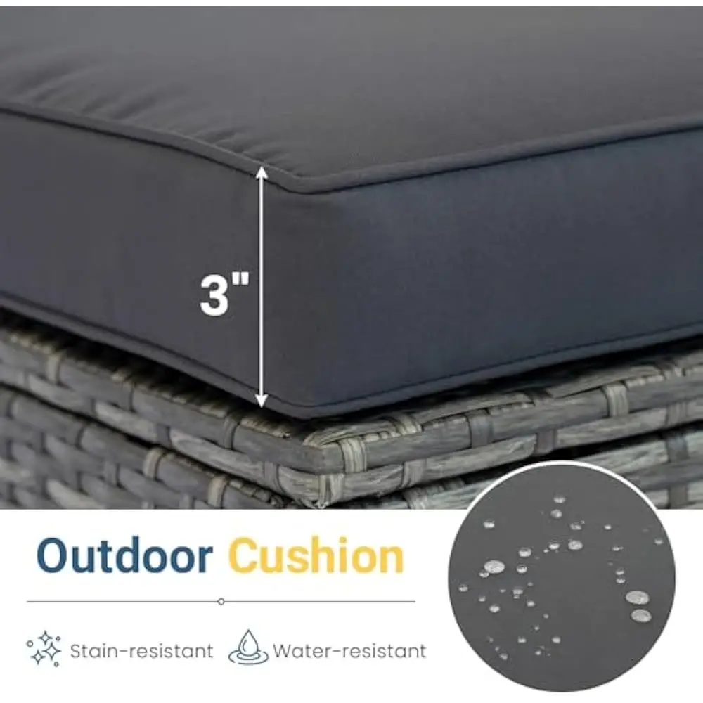 Ensembles de meubles de patio extérieur 5 pièces avec coussins et table basse en verre, ensemble de canapé sectionnel en rotin et osier toutes saisons