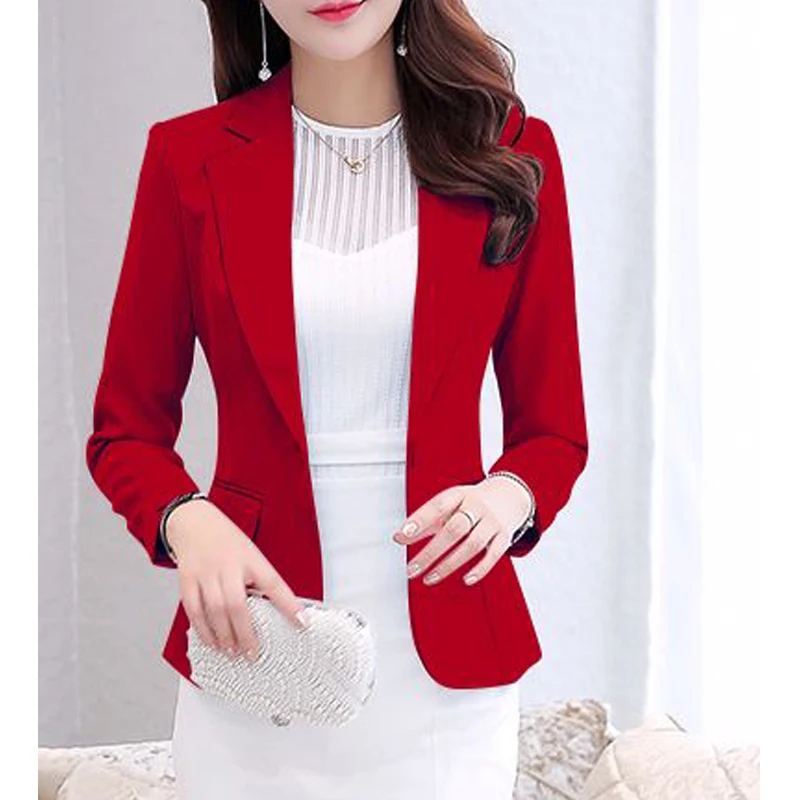 Women\'s Clothing Korean Fashion Elegant Black White Slim Blazer Jacket 2024 Spring Autumn Office Lady Casual Commuting Suit Coat