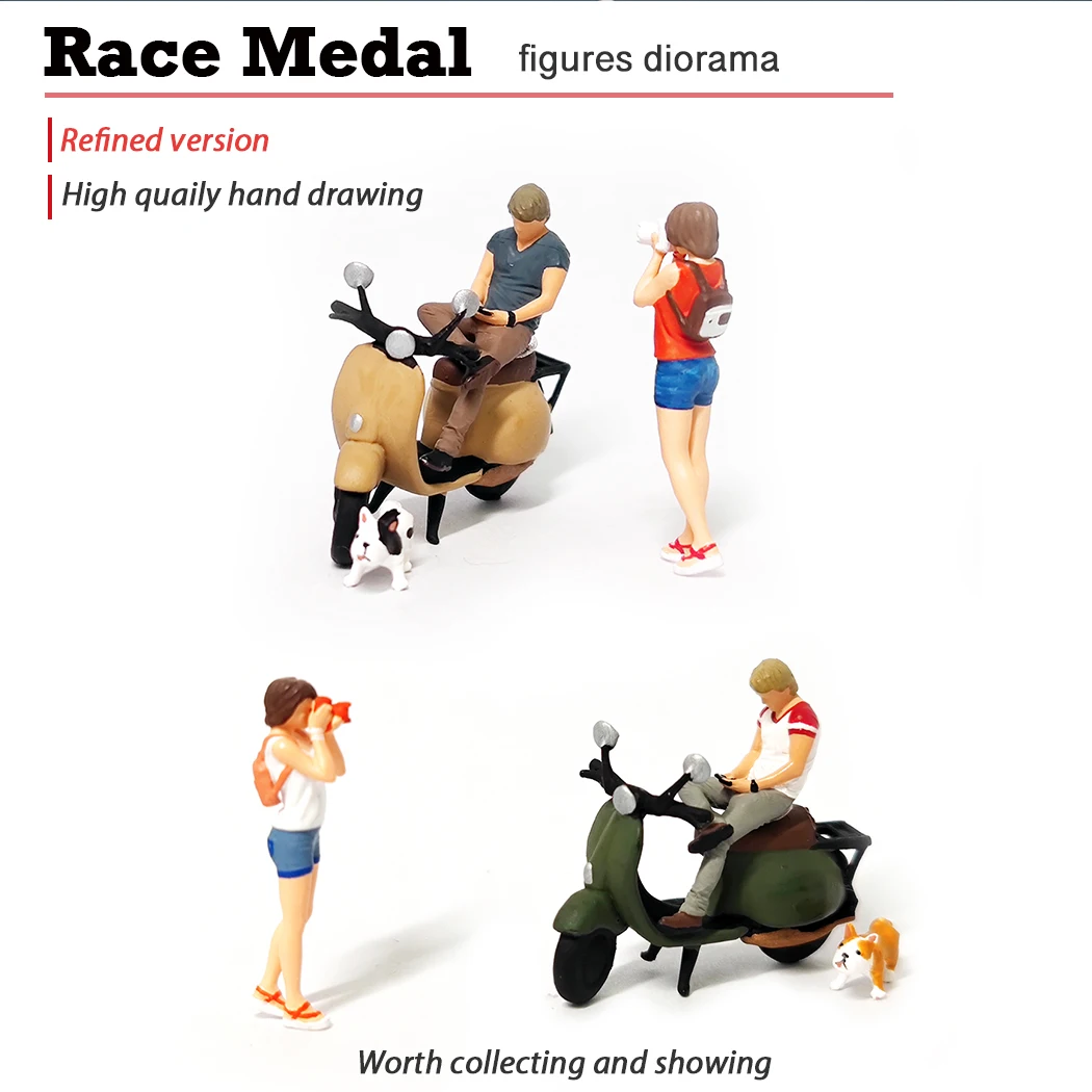 

Race Medal1/64 resin model cute cute girl photo fashionable man riding a motorcycle daily scene hand-made ornaments collection