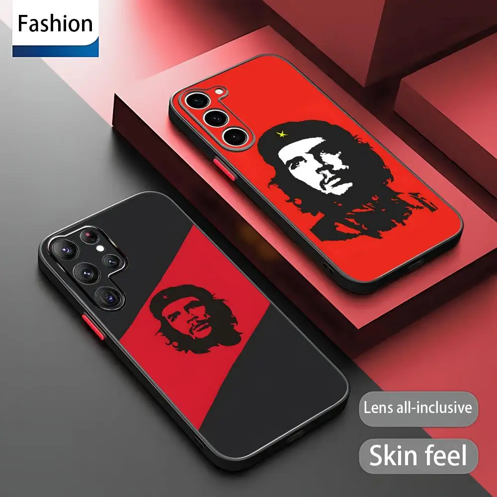 Funda para Teléfono con Diseño de Che Guevara y Cuba para Samsung Galaxy S25 S24 S23 S22 S21 Plus Ultra FE, Translúcida Esmerilada