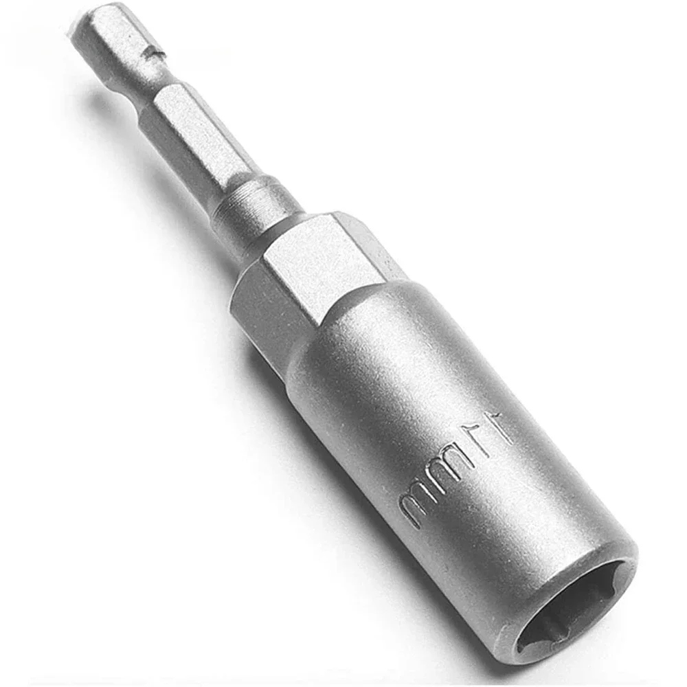 80mm Length Deepen Power Nut Driver Drill Bit Set 5.5-19MM Impact Socket Adapter for Power Tools 6.35MM Hex Shank