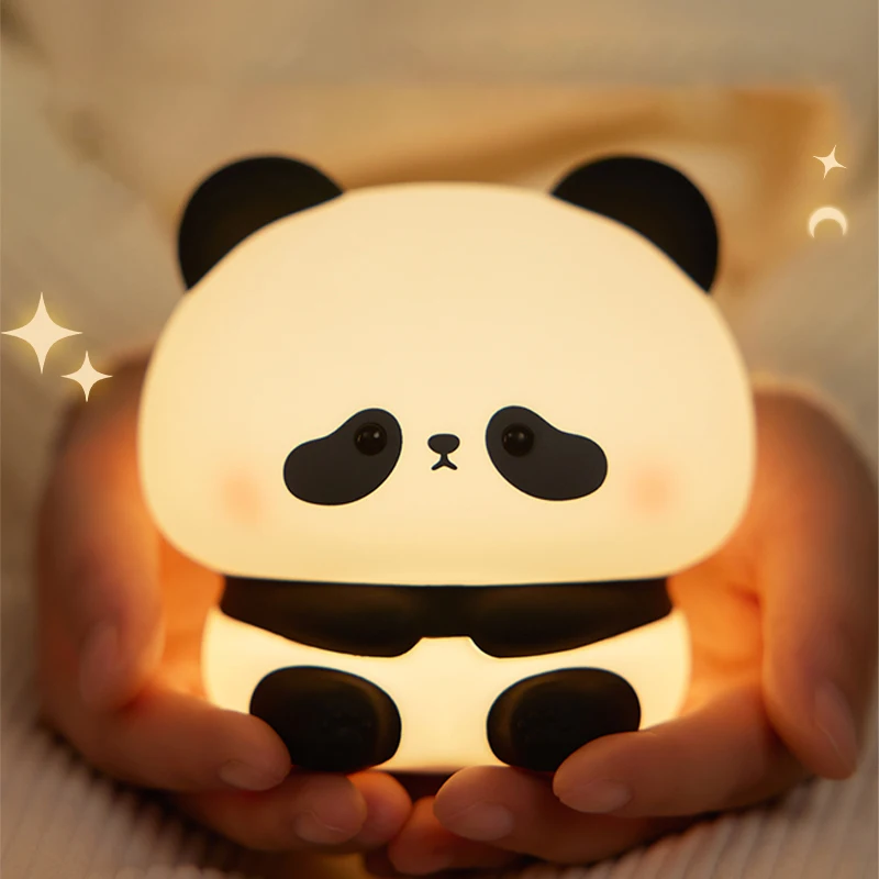 Luz noturna em formato de animal, led, panda, coelho, carregamento usb, decoração de cabeceira cronometrada, proteção para os olhos das crianças