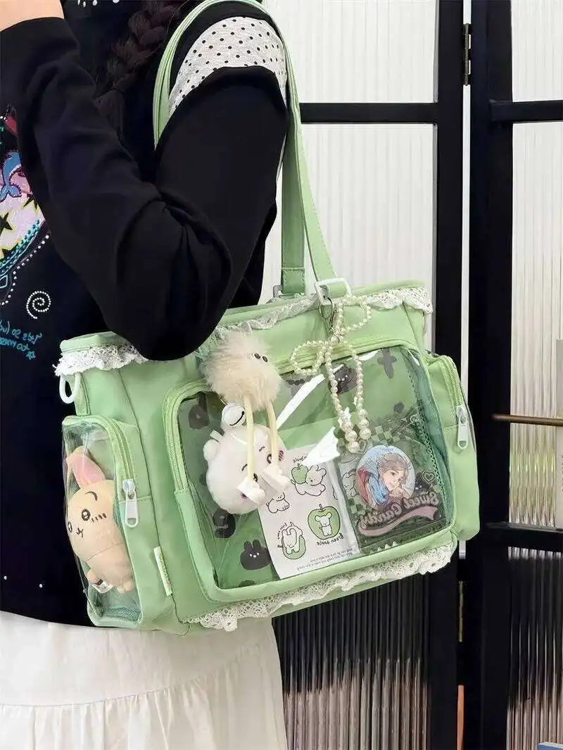 Neue Japanische Süße Schleifen-Ita-Tasche, Lolita-Mädchen Transparente Handtaschen, Modische Große Kapazität Tragetasche, Ästhetische Schultertaschen – Detail 31