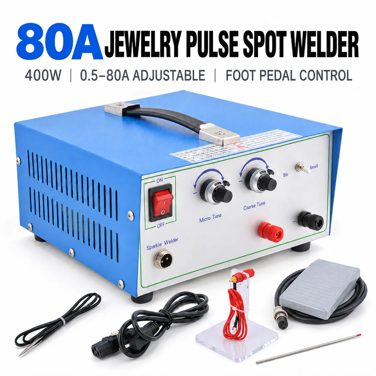 400W Electric Pulse Jewelry Spot Welder For Gold Silver Platinum Necklace Circle Welding 80A Jewelry Spot Welding Machine