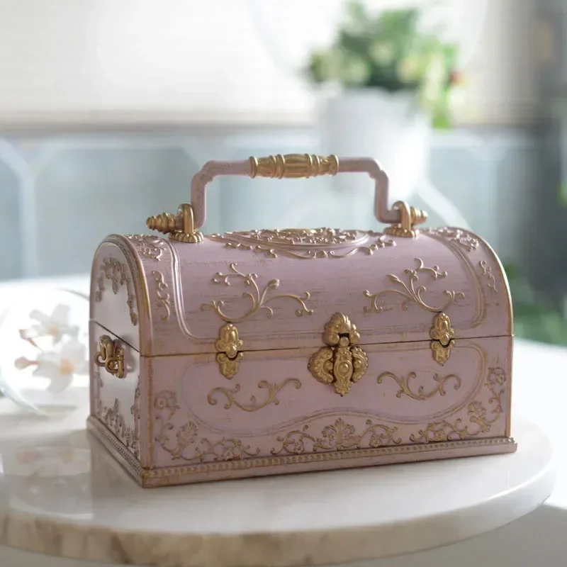 

Retro Resin Storage Box Handmade Decorative Ornaments Multi-Functional Home Keepsake Container Elegant Organizer