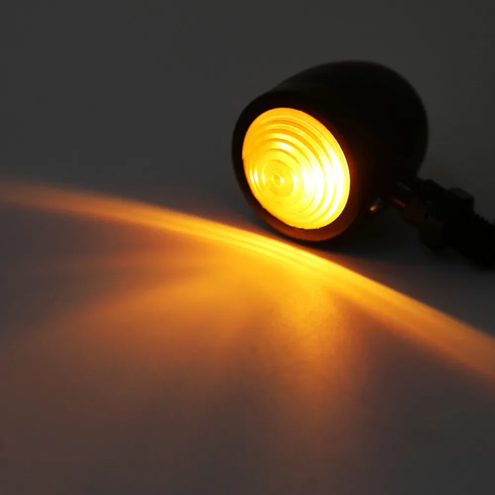 1Pair Motorcycle Bullet Turn Signals Indicator Lights Amber Blinker Flashing Motorcycle Lamp for Universal black