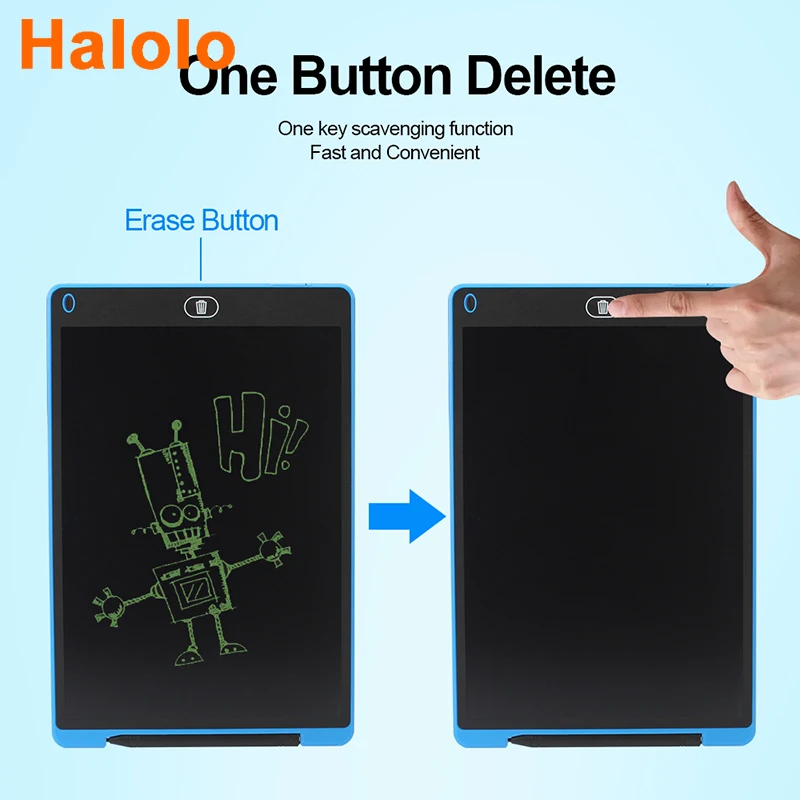 Halolo-tableta gráfica de dibujo lcd de 12 pulgadas, tableta de escritura con luz LED, almohadilla de dibujo, tablero Digital, cuaderno inteligente electrónico