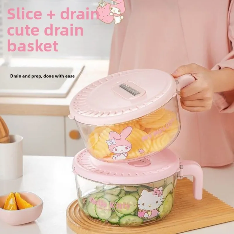 Cute Cartoon Vegetable Draining Basket Kawaii Pink Rabbit Design Foldable Kitchen Washing Strainer for Ladies Teens Gift daily