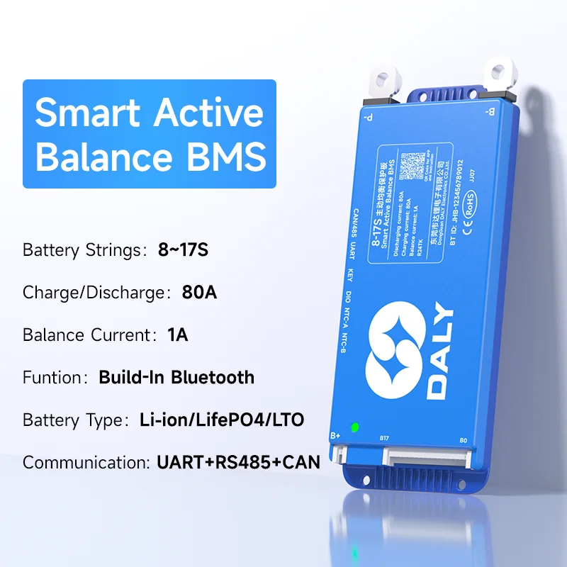 Daly Smart BMSWiFi 4S 12V 8S 24V 16S 48V 40A 100A 150A 200A Actieve balans Overbelasting/ontlaadbeveiliging voor Sola/EV met BT