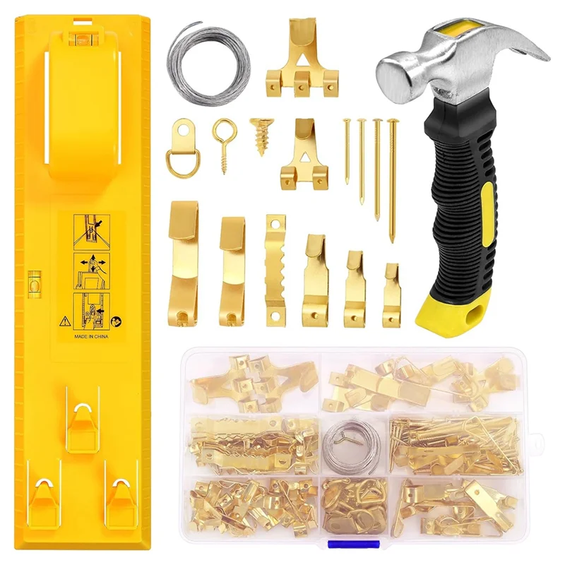 【Rushed】Picture Hanging Kit, Picture Frame Hanger Tool With Level Measuring Ruler, Including 226 Pcs Of Wall Hanging Kit
