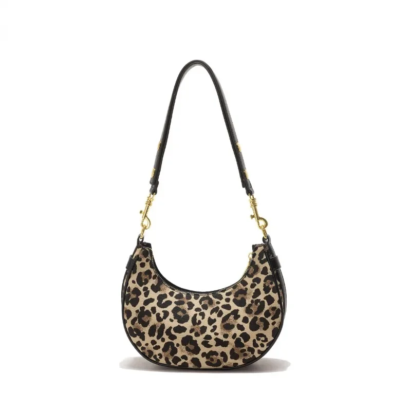 

Autumn New Women's Leopard Print Half Moon Bag Y2K Trend Underarm Bag Luxury Designer Female Commuter Shoulder Crossbody Bag