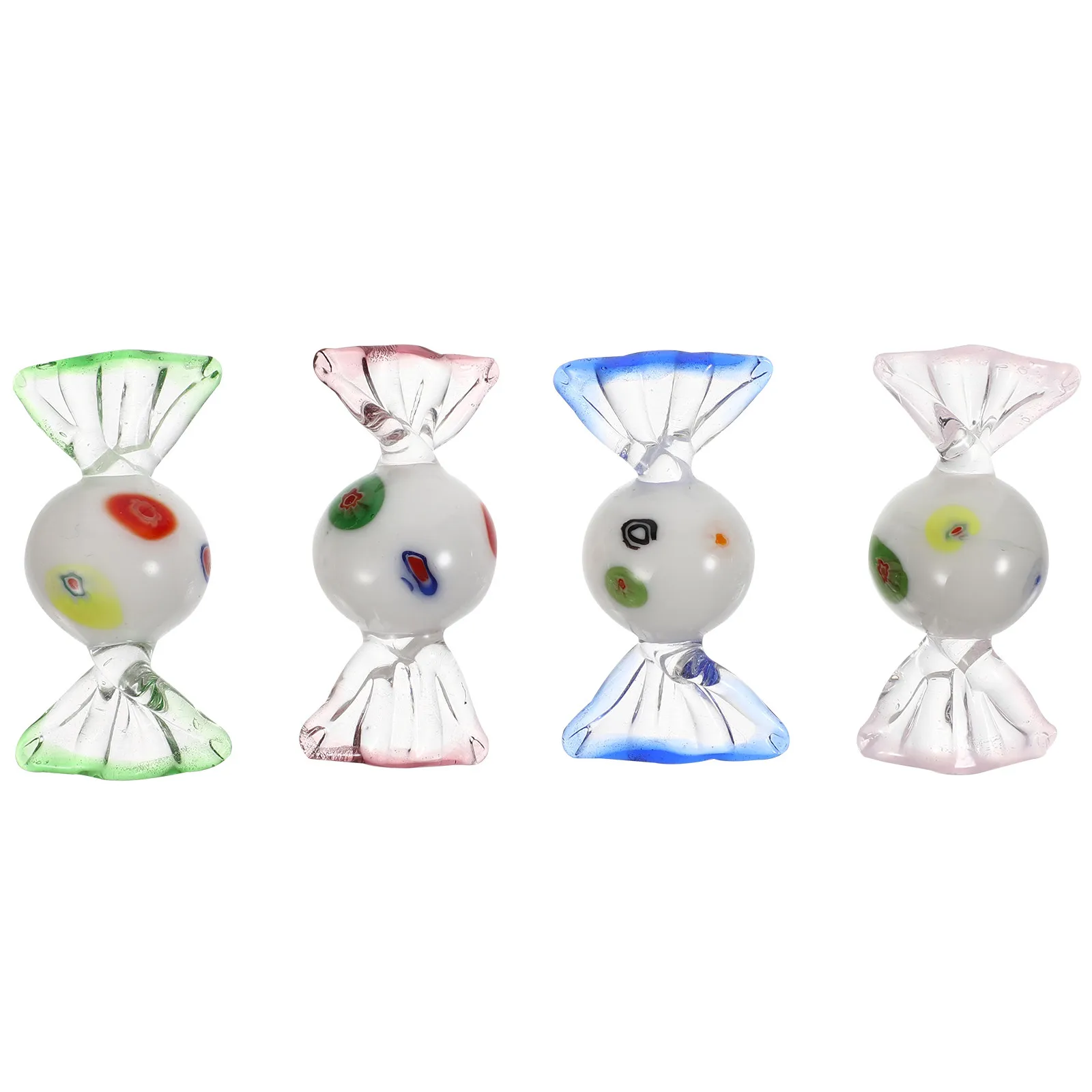 

4Pcs Glass Candy Ornaments Handmade Murano Style Decoration for Home Indoor Outdoor Display Glass Candy Ornaments