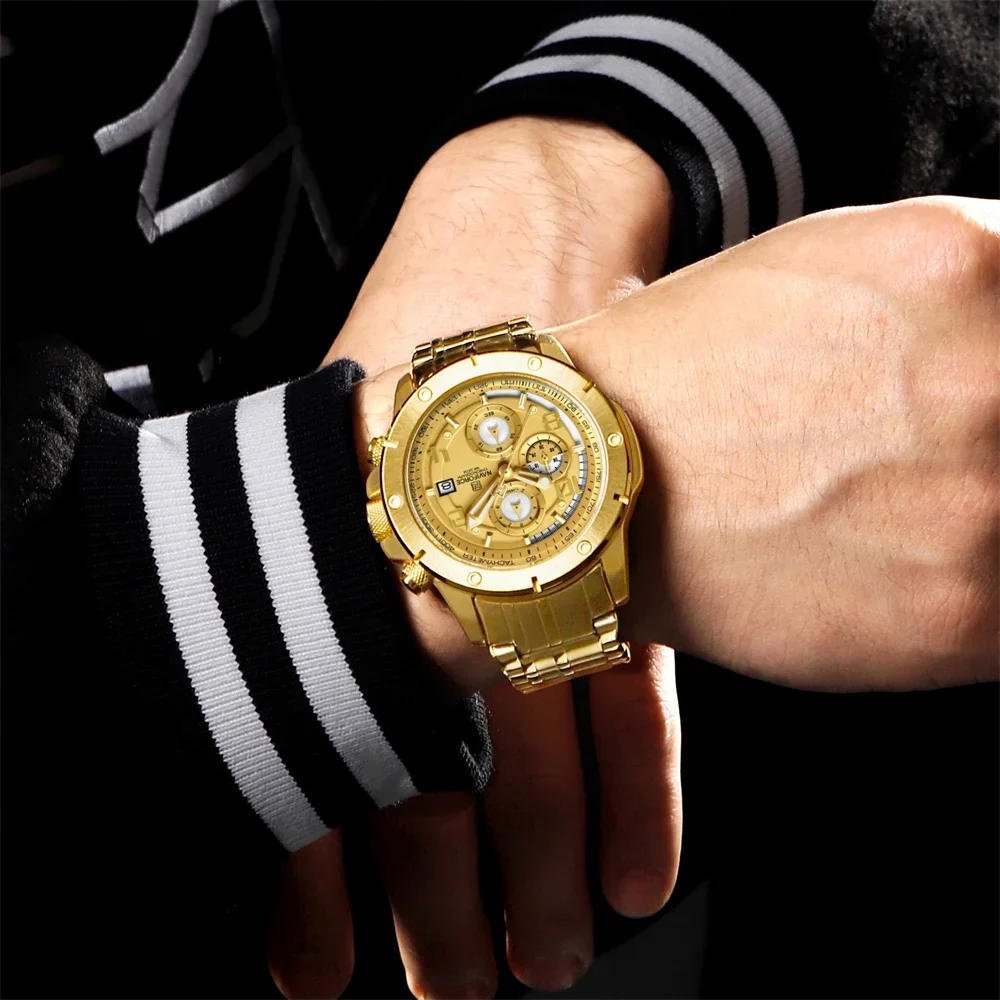 NAVIFORCE NF8056  Men Watch Sport Top Brand Luxury Military Chronograph Date Original Wristwatch Stainless Steel Quartz Clock