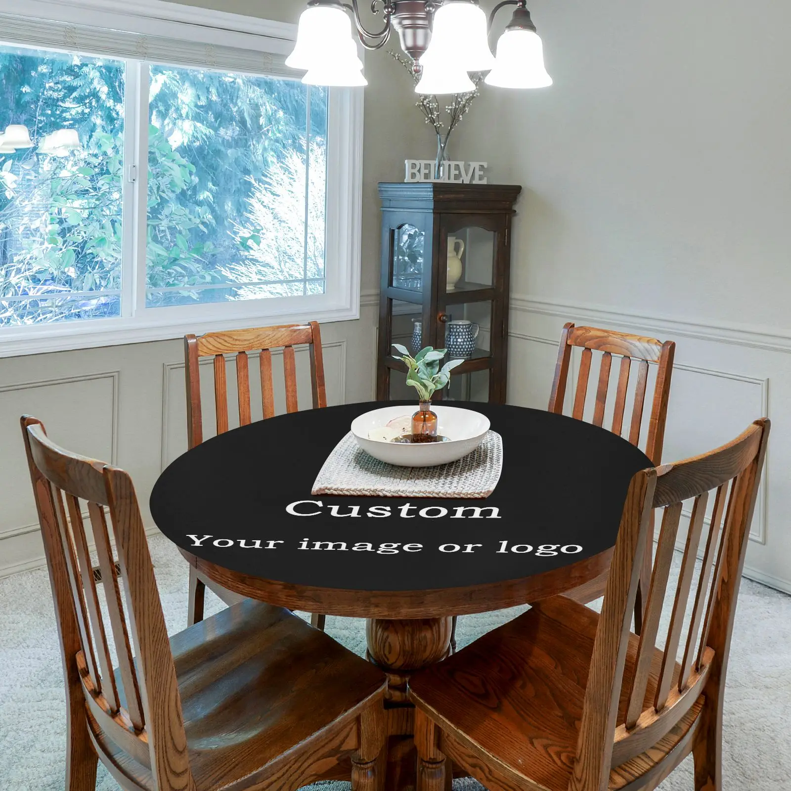 

New Custom Round Table Cover Elastic Waterproof Oilproof Scratch Resistant Tablecloth Table Pad Kitchen Table Cloth Home Decor
