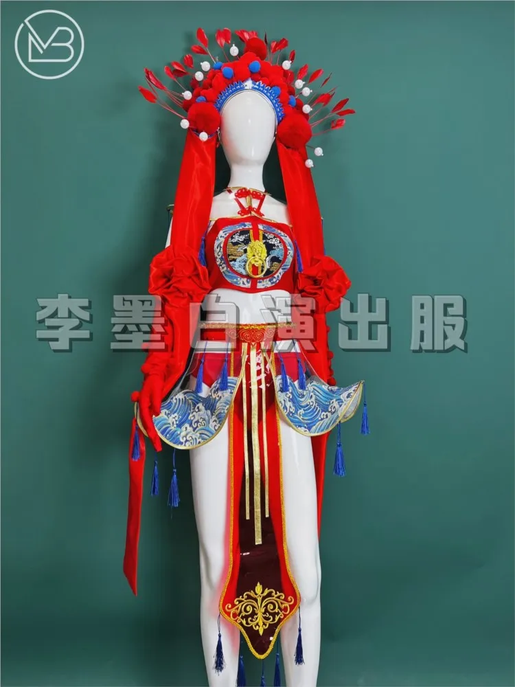 Opera New Chinese Retro Red Opera Bar Sexy Female Gogo Costume