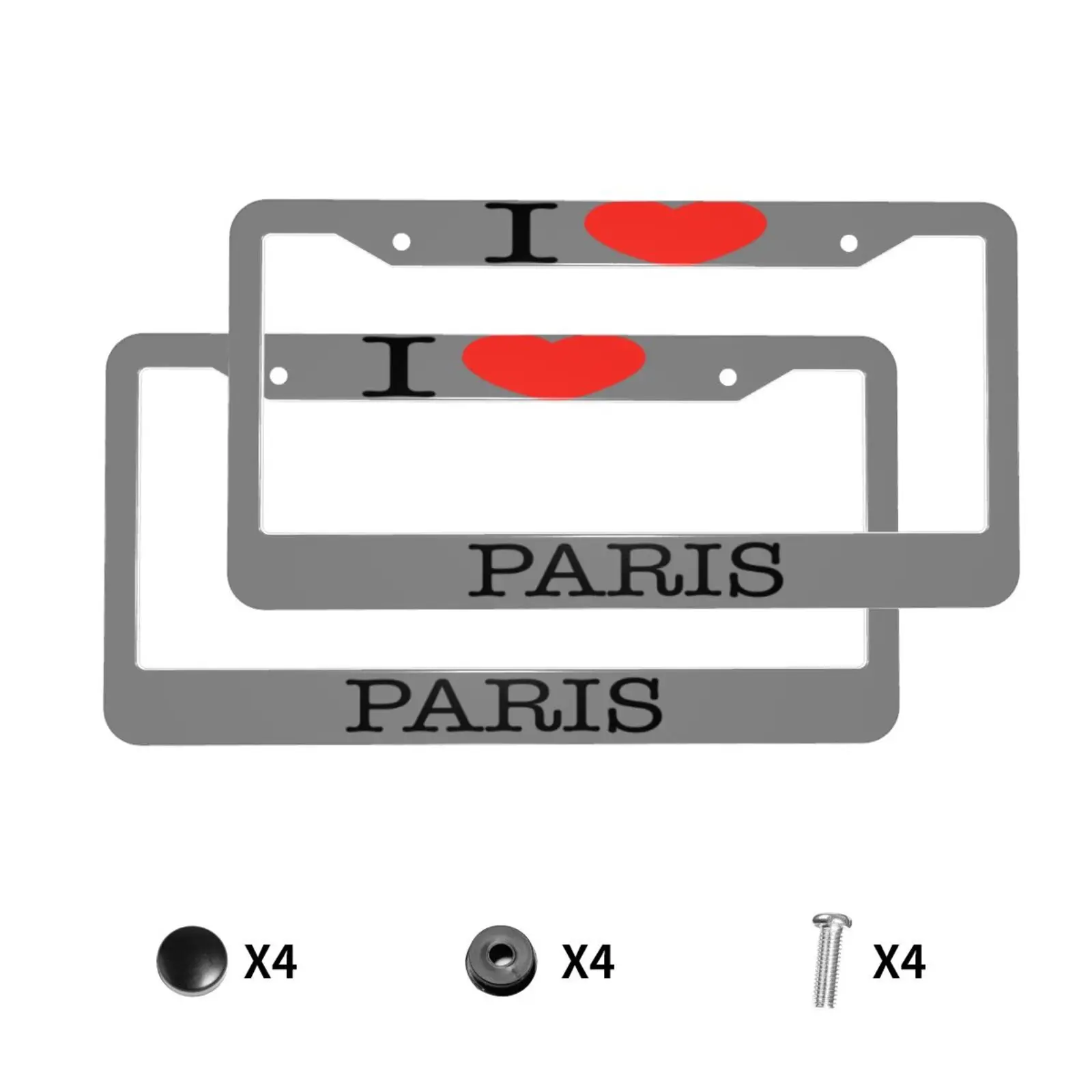 

Я люблю Париж, текстовый принт, универсальный алюминиевый сплав, рамка для номерного знака автомобиля США, автомобильный аксессуар, водонепроницаемый держатель номерного знака