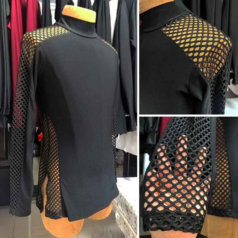 成人男性ラテンダンス服男性ダンストップスチャチャルンバサルサ社交ダンス競技トップス練習トレーニングウェア NV22848